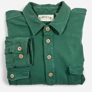 Orvis Long Sleeve Henley Men’s Large Green Pocket Shirt